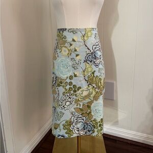 Talbots Blue and Green Floral Pencil Skirt